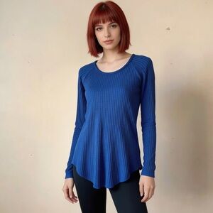 CHASER | Cobalt Blue Waffle Knit Thermal Top Sz S